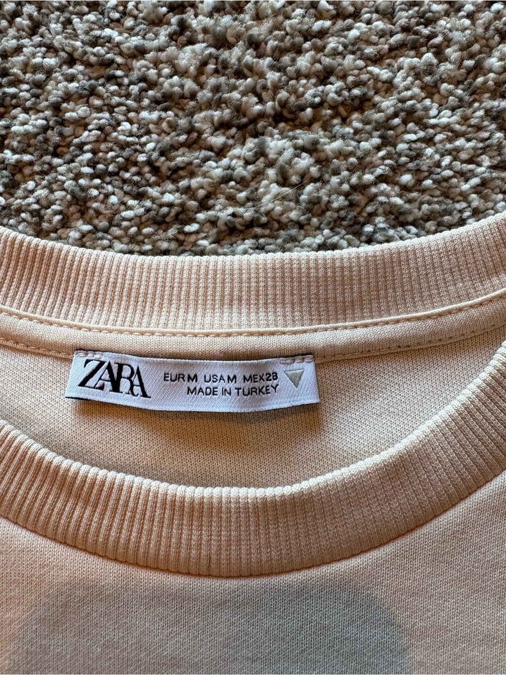 Zara Neutral Crewneck Sweatshirt in Light Beige - Picture 2 of 3